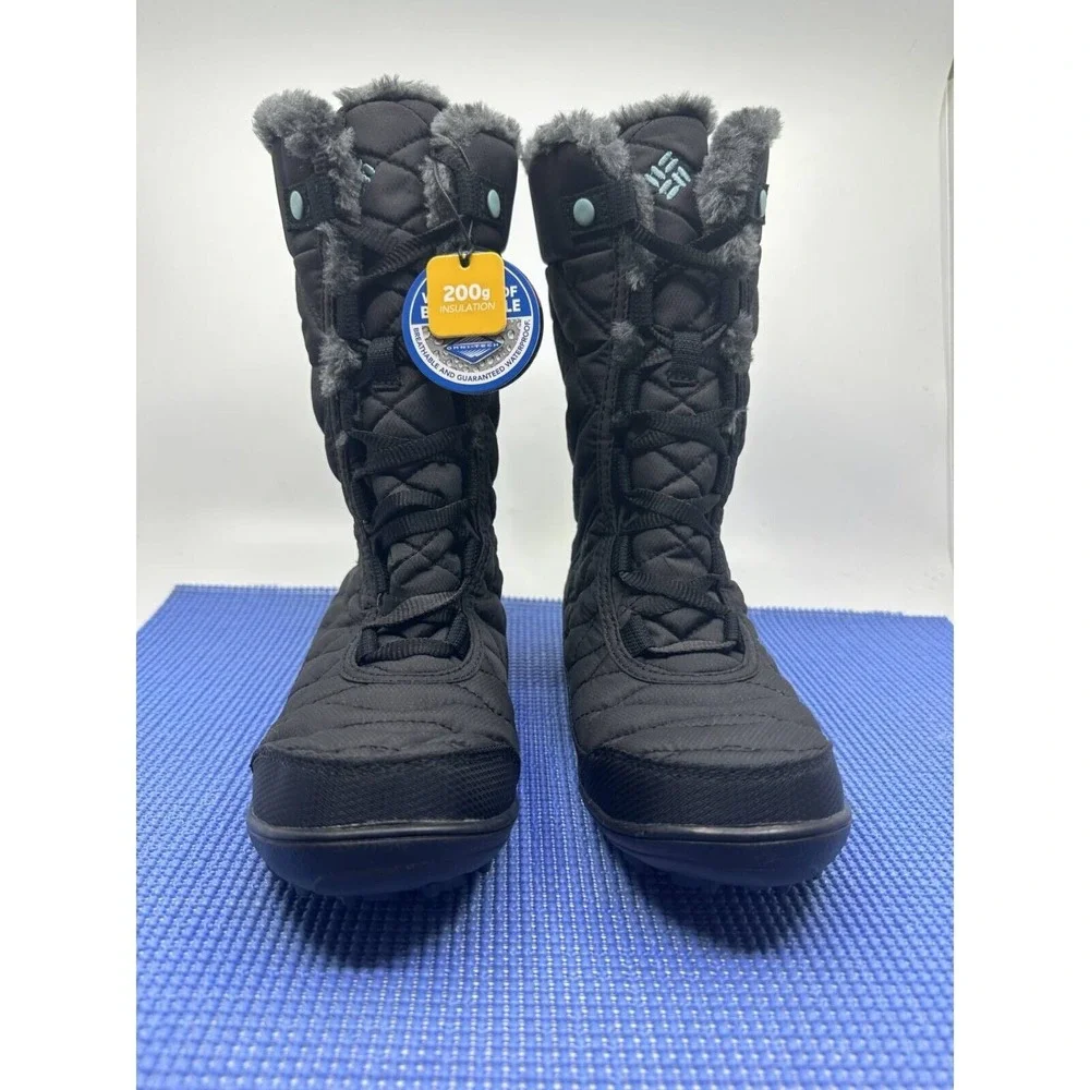 Columbia Minx Mid III Winter Boot Women SZ.4 Black New Waterproof Insulated 200g
